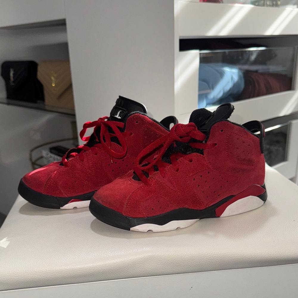 Jordan Kids Red and Black Sneakers